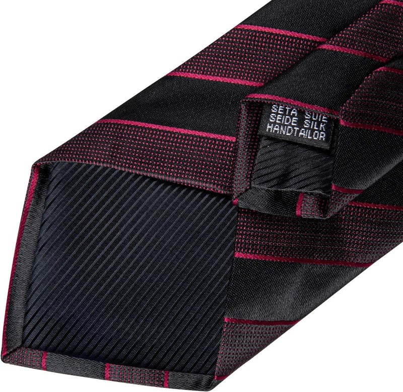 DiBanGu Mens Striped Tie Silk Woven Necktie and Pocket Square Cufflinks Tie Clip Set Wedding Business Formal Gift Tie for Men - Image 5